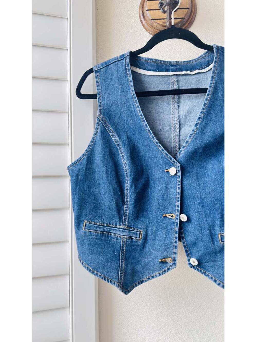 Boutique Denim Button-Front Vest - Size S - Picture 8 of 9
